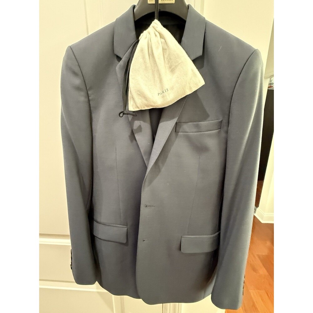 Beautiful Sandro Men’s Blue Slim 2-Piece Suit 38R  Jacket 30W Pants W Belt
